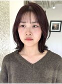 くびれミディアムレイヤーブリーチなしピンクラベンダーベージュ