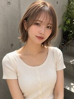 フリー(Free) 20代30代40代50代シースルーショートボブミルクティーベージュ