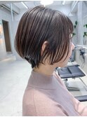 ショートボブ、前下がりショート、グレージュ