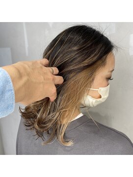 アース コアフュールボーテ 上尾店(EARTH coiffure beaute) 【外国人風】3Dハイライト×インナーカラー×ブロンドベージュ