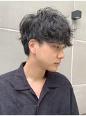 韓国風サイドパートニュアンスマッシュパーマかきあげヘア渋谷