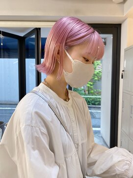 フラム 渋谷(flamme) 切りっぱなしボブ＊ピンクカラー