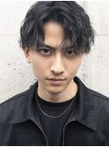 波巻きパーマ束感アップバングツーブロックマッシュヘッドスパ