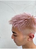 メンズ ハイトーンホワイトシルバーピンクカラー 刈り上げ
