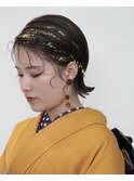 成人式の前撮りに外ハネキラキラアレンジ