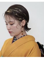 成人式の前撮りに外ハネキラキラアレンジ