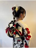 成人式/金粉/水引アレンジ/編み下ろし/着付