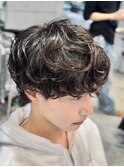 渋谷2wayシャドウパーマ韓国テテ風センターパート刈り上げなし