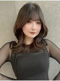 大人レイヤーカットイメチェンワイドバングブリーチなし韓国前髪