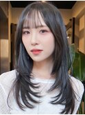 《韓国ハッシュカット》で叶う♪《黒髪ロング》の束感レイヤー