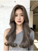 グレージュショートヘアボブヘアシースルーマッシュタッセルボブ