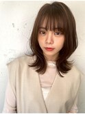 前髪カットミディアムくびれボブ/メイキー本厚木
