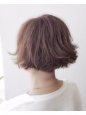 切りっぱなしナチュラルボブ×アッシュグレー