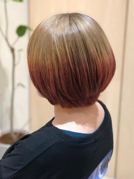 ナノハナ おしゃれ！ベージュ＆ピンクグラデーションショート