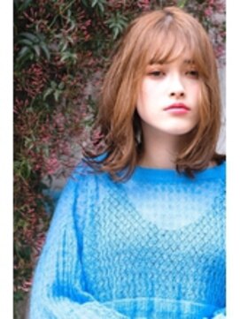 リアン(Lien) Lien☆オレンジブラウン×厚めバング×外ハネスリークボブ