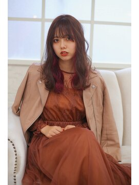 ヘアーメイクパウダー 天王寺寺田町店(Hair make powder) 小顔韓国くびれロングレイヤーインナーピンク20代30代40代
