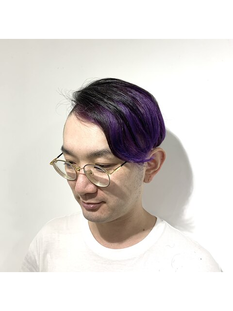 [prankster]個性派ツーブロックインナー紫のメンズスタイル
