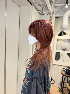 ヘアーワークス ヘルム 渋谷店(HAIR WORKS HELM) [HELM渋谷]ウルフカットオレンジカラー