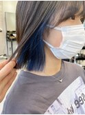 インナーカラーイヤリングカラーダブルカラー波巻きグレージュ