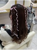 もこもこ編みたらしハーフツイン