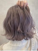 パープル強めのくすみカラーボブ