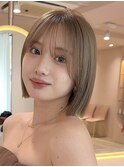 韓国風ぱつっとボブ×ブリーチなし透け感ベージュ