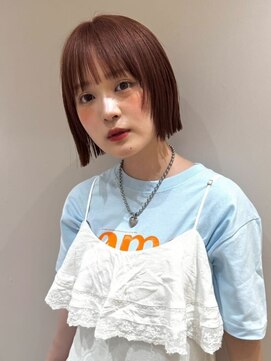 ジーナ 新宿(Zina) 髪質改善＊レイヤーカットアプリコットオレンジ＊【Zina 新宿】