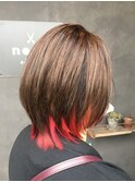 ネオウルフ/インナーカラー/くびれショート/赤髪/20代30代40代