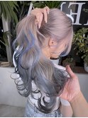 ミルクティーブロンドハッシュカット寒色デザインケアブリーチ