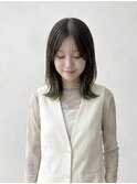ミディアムヘア/ハッシュカット/グレージュ/ニュアンスパーマ