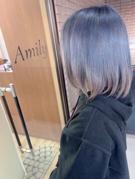 アミリー 成田東町店(Amily) 黒髪ミディアムボブ地毛風カラー小顔ラインこなれ感髪質改善