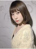内巻きボブ 小顔カット ショコラアッシュグレージュ