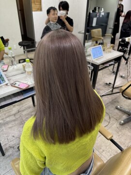 アジールヘア 所沢プロペ通り店(agir hair) ミルクティーベージュブリーチ前髪イメチェンこなれミディ所沢
