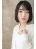 黒髪ヘルシースタイル切りっぱなし前下がりボブ311X川口30代40代