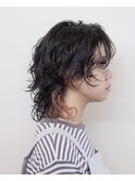 パーマ/ウルフ/レイヤーカット/イヤリングカラー/ピンクベージュ