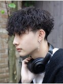 ツイスパ刈り上げマッシュ黒髪