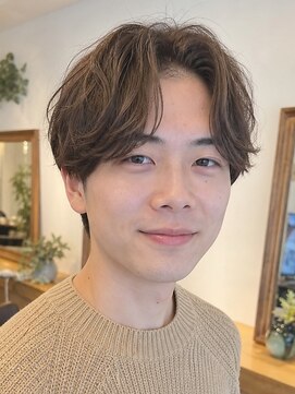 ルードノエル(Rue de noel) メンズパーマニュアンスパーマ毛流れショート束感ヘア