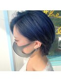 ☆夏カラー、ブルーカラー、ネイビーブルー、ショートヘア☆