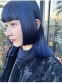 サイドステップロブ×ダークブルーヘア