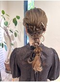 ヘアセット　個性的大人可愛いくるくる編み下ろし　お呼ばれ