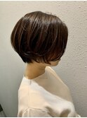 小顔似合わせカット髪質改善カラーくすみブラウン耳かけショート