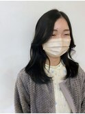 ミディアムレイヤー/ブリーチなしカラー/アッシュ/20代
