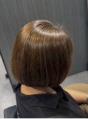 大人ボブと明るい白髪染め
