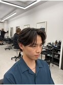 センターパート　ニュアンスパーマ　シースルーバング