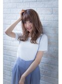 チェリーブラウン/丸顔/ミニウルフ/白髪ぼかし/髪質改善
