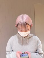 ペレ 渋谷(PELE)&nbsp;YU38_ホワイトピンク×フェイスフレーミング ブリーチ2回~