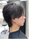 メンズ/アップバング/ツーブロックマッシュ/束感ショート波巻き