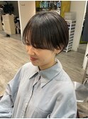 大人可愛い20代30代40代黒髪前下がりショートボブ/長崎