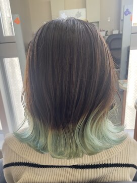 ジエクト カナウ(The Ect canow) 裾カラーボブ/ミントグリーン/グラデーションカラー