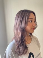 ニコ ヘアリラクゼーション(Nico hair relaxation)&nbsp;大人可愛いハイトーンくすみピンク ゆるふわレイヤーパーマ